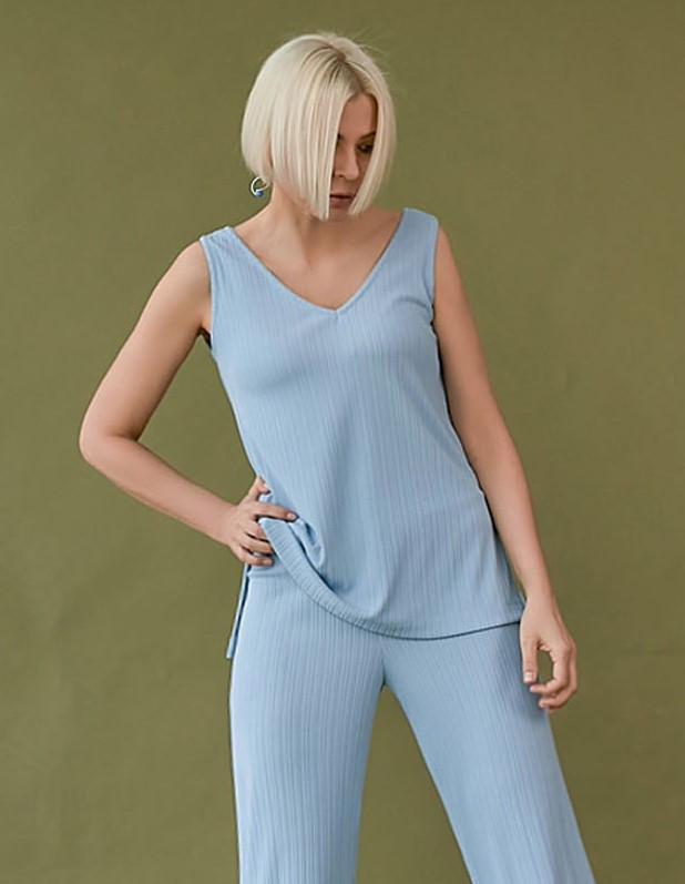 Подовжений топ блакитного кольору. Модель 1785 Trikobakh. Розміри 42-48