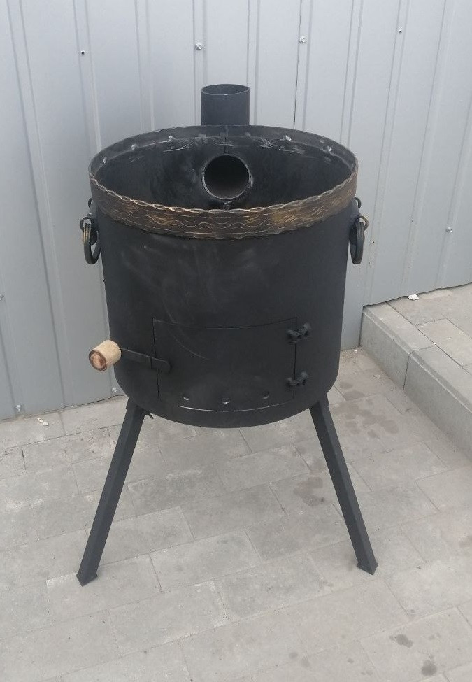 Піч під узбецький та азіатський казан на 12 л із димоходом (Ø400 мм, 3 мм стінки) (пічка, вогнище), фото 1