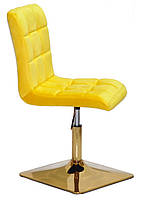 Стілець Augusto 4-GD-Base велюр жовтий B-1027, на квадратній золотій опорі з регулюванням висоти, фото 4