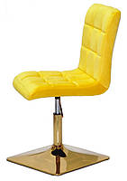 Стілець Augusto 4-GD-Base велюр жовтий B-1027, на квадратній золотій опорі з регулюванням висоти, фото 3