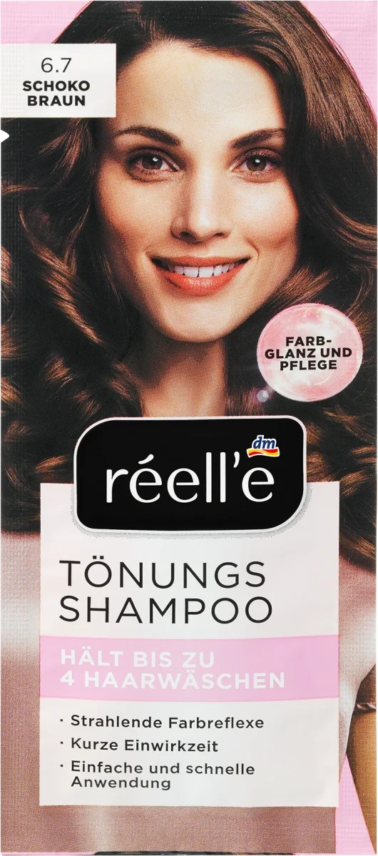 Тонувальний шампунь для волосся réell'se Tönungsshampoo Schokobraun, 6.7 (шоколадно-коричневий), 14 мл