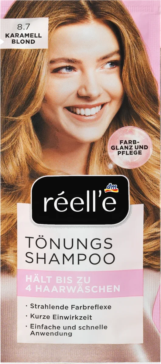 Тонуючий шампунь для волосся réell'e Tönungsshampoo Karamellblond, 8.7 (карамельний блонд), 14 мл