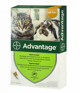 Краплі від бліх Bayer Advantage 40 для котів і кошенят до 4 кг (0.4мл)(ціна за піпетку)