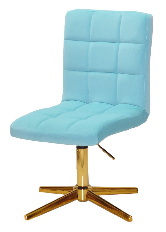 Стілець Augusto GD-Modern Base велюр блакитний B-1019 на золотій хрестовині на стопах, з регулюванням висоти, фото 1