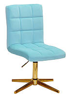 Стілець Augusto GD-Modern Base велюр блакитний B-1019 на золотій хрестовині на стопах, з регулюванням висоти, фото 2