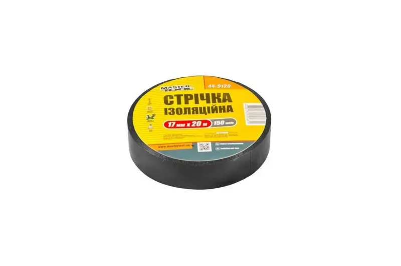 Стрічка ізоляційна MASTERTOOL 0.15 мм 17 мм 20 м 10 шт чорна 44-9120, фото 1