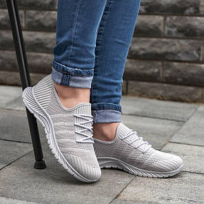 Кросівки жіночі сірі сітка, фото 3