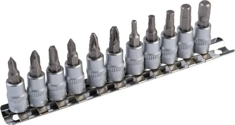 Набір насадок отверточних MASTERTOOL CRV 1/4" 11 шт (PH1/2/3/PZ1/2/3/H3/4/5/6/7) 78-1401