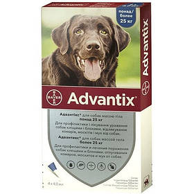 Краплі від бліх і кліщів Advantix Bayer для собак вагою більше 25 кг, ціна за 1 піпетку