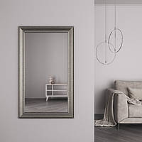 Стильное настенное зеркало в багетной раме 126х76 Серебро Black Mirror для массажного кабинета