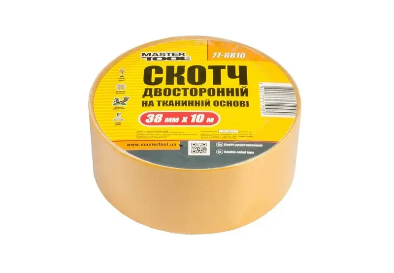 Скотч двосторонній на тканинній основі MASTERTOOL 38 мм 10 м 77-6810