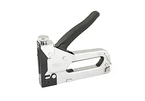 Степлер пружинний MASTERTOOL для скоби 4-14 мм 11.3х0.7 мм, плавне регулювання сили удару корпус метал/хром