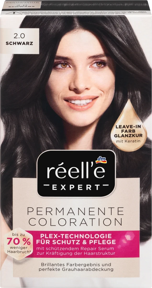 Перманентна фарба для волосся réell'se EXPERT Permanente Coloration Schwarz, 2.0 (чорний)