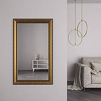 Стильное настенное зеркало в багетной раме 126х76 Золото Black Mirror для массажного кабинета