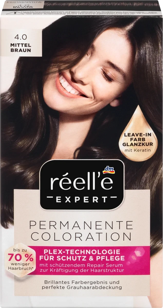Перманентна фарба для волосся réell'ee EXPERT Permanente Coloration Mittelbraun, 4.0 (коричневий)