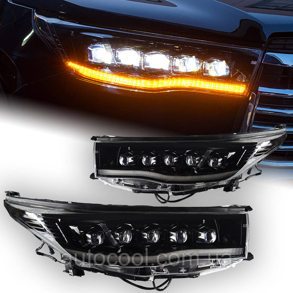 Тюнінг LED фари Toyota Highlander 2014-2016 г. дорестайлінг