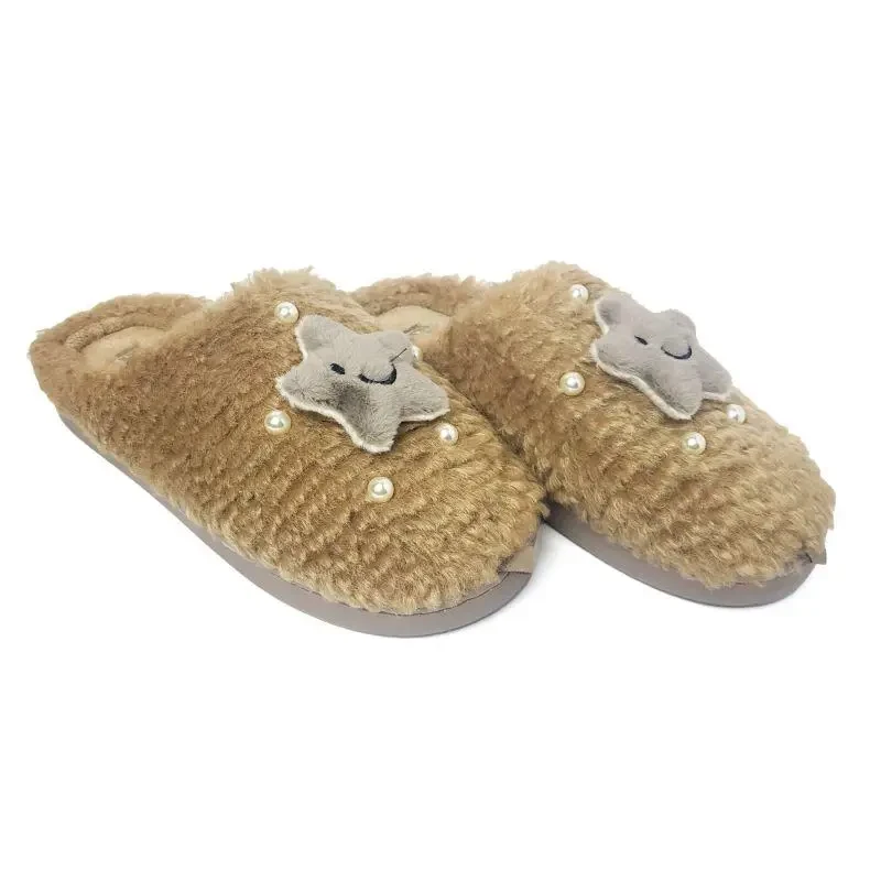 Жіночі кімнатні капці хутряні Jomix зірка коричневі, фото 1