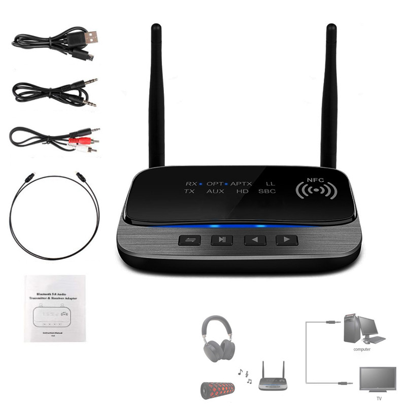 Bluetooth 5.0 аудіо приймач передавач 80м aptX HD SPDIF VIKEFON BT-B21