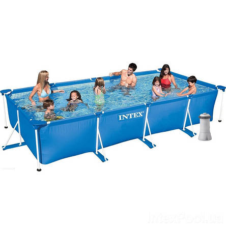 Каркасний басейн Intex 28273-5, 450х220х84 см, фільтр-насос 3785 л/год, тент, підстилка, фото 1