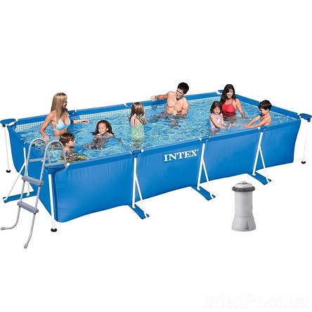Каркасний басейн Intex 28273-6, 450х220х84 см, фільтр-насос 3785 л/год, сходи, тент, підстилка, фото 1