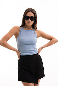 Майка жіноча в рубчик з американською проймою в розмірі М блакитного кольору