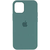 Силиконовый Чехол на iPhone 13 Pro 6.1" с закрытым низом Silicone Case 100% Темно-зеленый