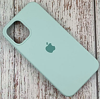 Силиконовый Чехол на iPhone 13 Pro 6.1" с закрытым низом Silicone Case 100% Серо-голубой