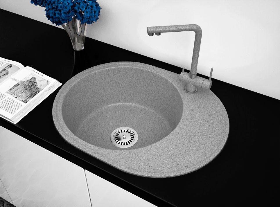 КУХОННА МИЙКА ГРАНІТНА ASKANIA "KAMELIA" СІРИЙ, фото 1