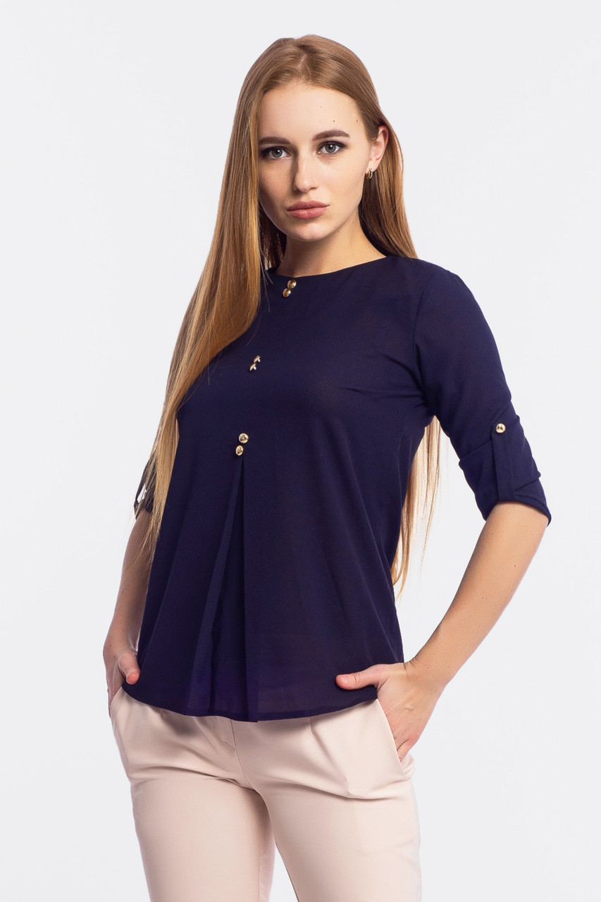 Нарядна жіноча блузка Levis, темно-синя, фото 1