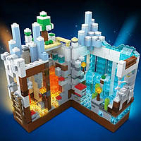 Майнкрафт конструктор для дітей "Ice cave" Синій, (340 ел.) конструктор для хлопчика з підсвіткою Minecraft