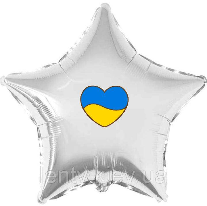 Патріотична наклейка "Серце України" на кульку 18"
