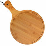 Дошка підставка під піцу 38х26 см Frico FRU-781 Обробна дерев'яна дошка Бамбук, фото 4