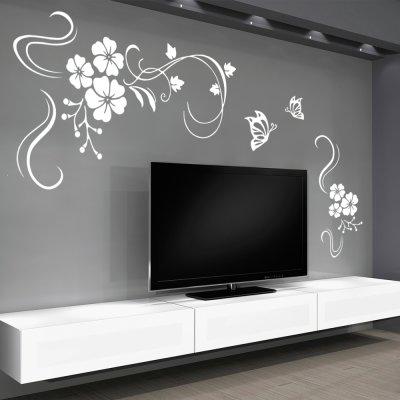 Вінілова інтер'єрна наклейка декор на стіну та шпалери «Декор з квітами» з оракалу