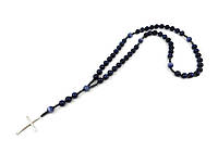 Вервиця для молитви Котяче око, Гематит грань рондель срібний хрест