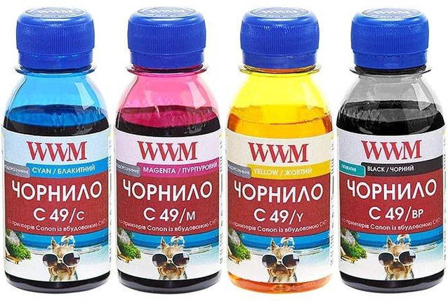 Комплект чернил WWM Canon G1400/G2400/G3400, 4x100 мл (C49SET4-2), краска для принтера кэнон, фото 2