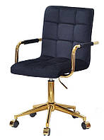 Кресло Augusto Arm GD-Modern Office с подлокотниками, черный В-1011 велюр на золотой крестовине c колесами