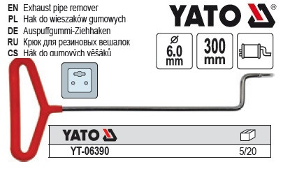 Гачок для монтажу тримача вихлопний YATO Польща гак Ø=6 мм l= 300 мм YT-06390