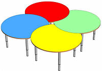Комплект детских круглых столов для садика с регулировкой высоты (к-кт 4шт.)