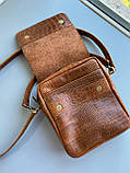 Чоловіча шкіряна сумка EDWIN коньячна (коричнева) рептилія, фото 2