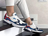 Кроссовки женские Adidas Falcon Адидас Фалкон Белые с синим и красным Весна/лето/осень