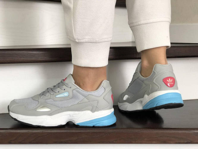 Кроссовки женские Adidas Falcon Адидас Фалкон Серые с белым Весна/лето ...