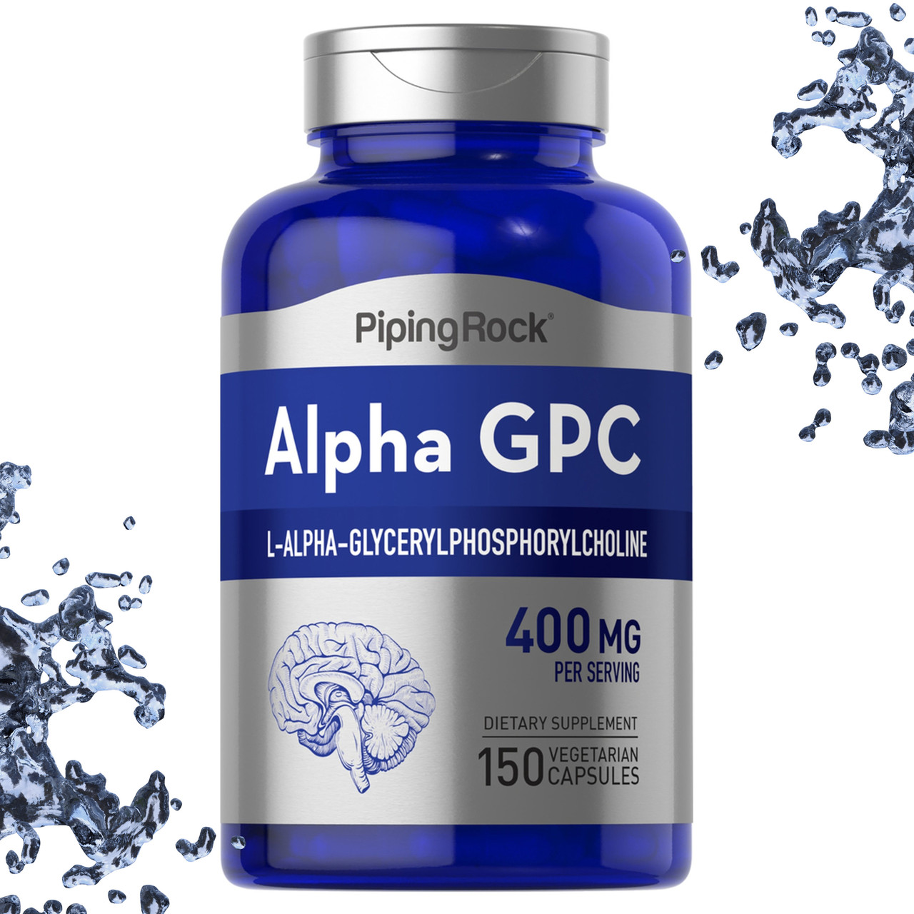 Для мозку, при стресах Piping Rock Alpha GPC 400 мг на порцію 150 вегетаріанських капсул