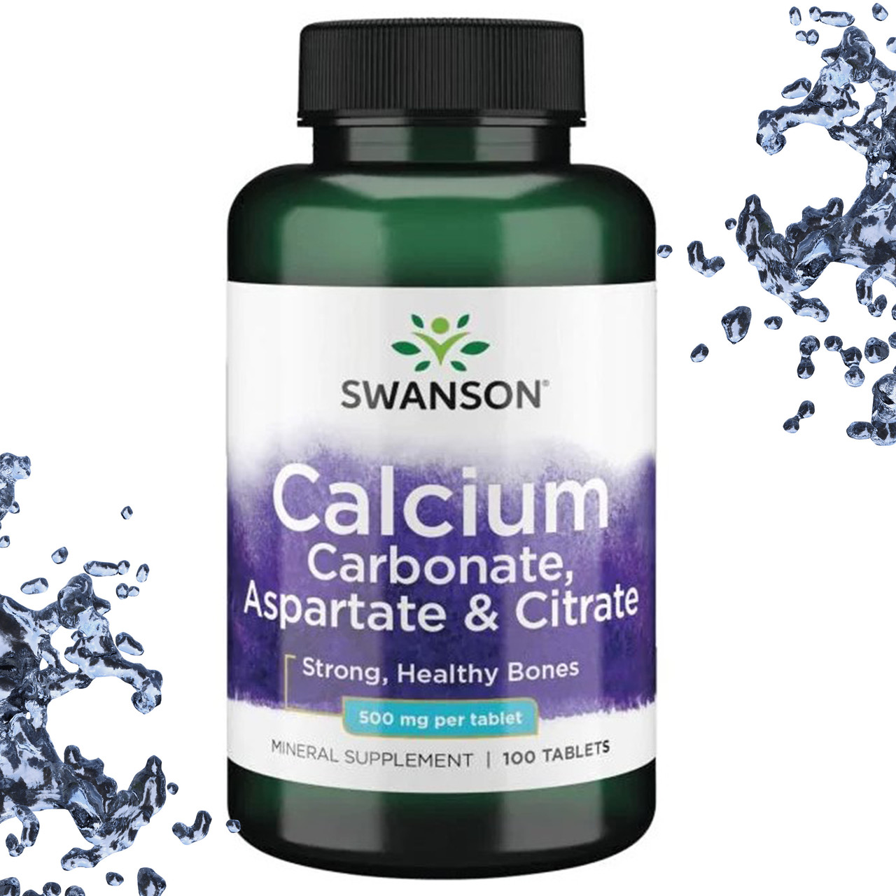 Кальцій Swanson Calcium Carbonate, Aspartate & Citrate 500 мг 100 таблеток, фото 1
