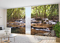 Фото Шторы "Каскадный водопад в зарослях" 2,7м*2,9м (2 полотна по 1,45м), тесьма