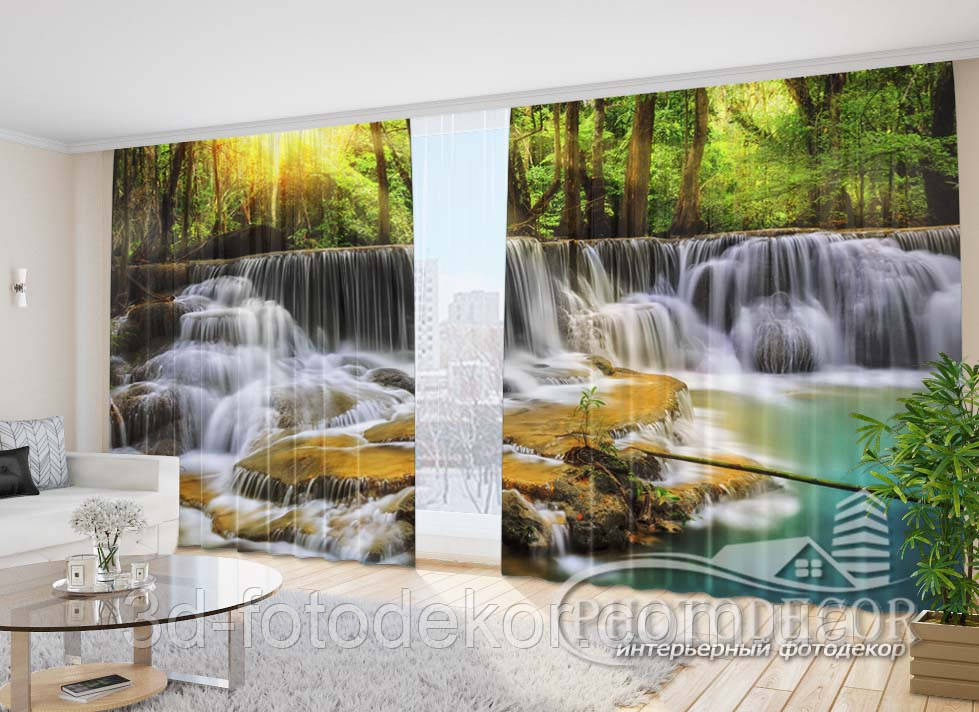 Фото Штори "Каскадний водоспад" 2,7м*4,0м (2 полотна по 2,0м), тасьма