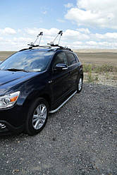 Бокові пороги Tayga Grey (2 шт., алюміній) для Mitsubishi Outlander 2006-2012рр.