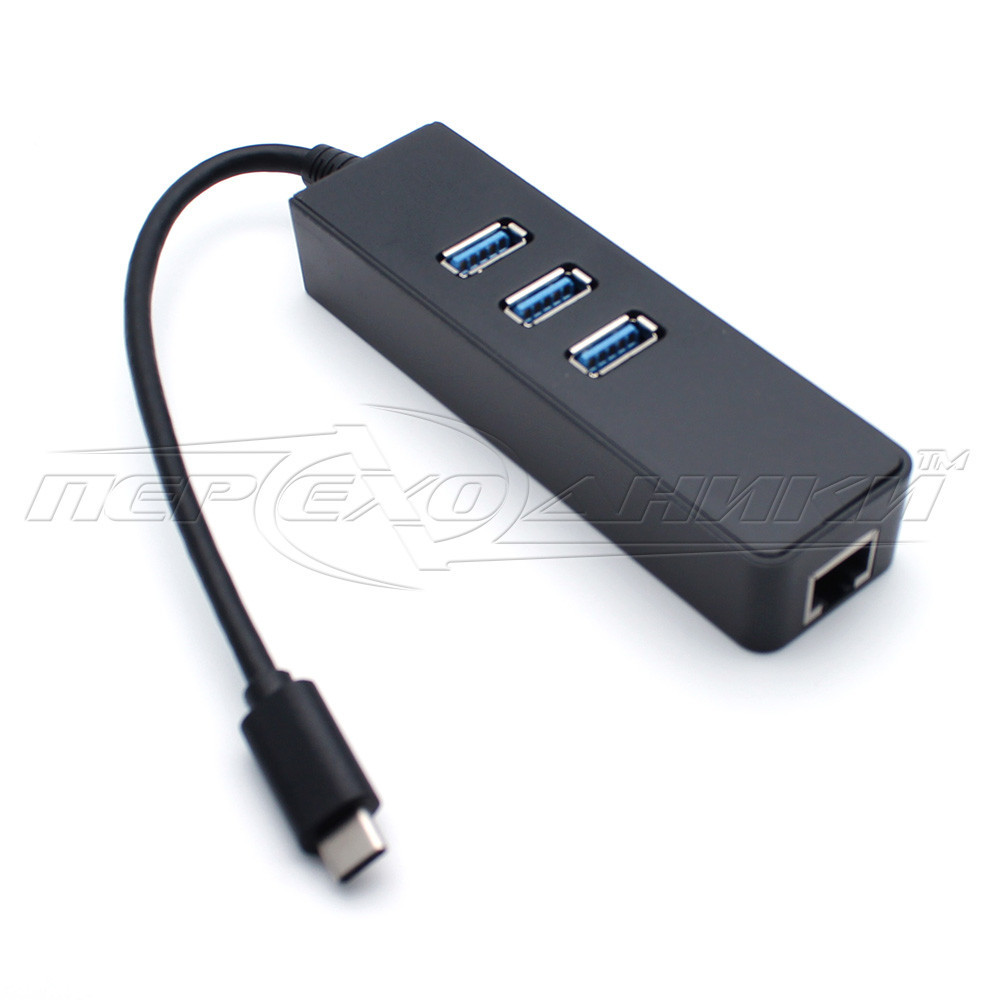 Адаптер USB 3.1 Type-C to 3xUSB 3.0 + RJ45 Gigabit Ethernet LAN