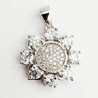 Кулон XР. Родій. Камінь: білий циркон. Довжина: 25 мм. Ширина: 28 мм.