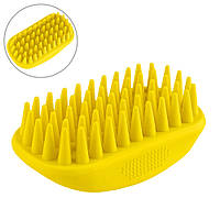 Щітка масажна для миття собак і котів 12x7 см жовта
