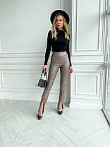 Легінси Strunka жіночий круті з екошкіри з трендовими розрізами спереду Lof182, фото 5